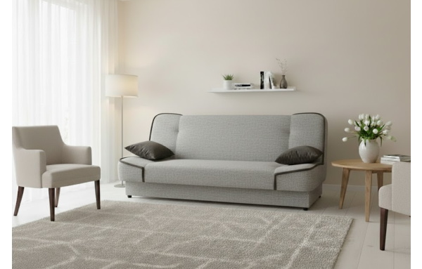 wersalka kanapa MAXIM II 17szara melanż spanie sprężyny rozkładana pojemnik